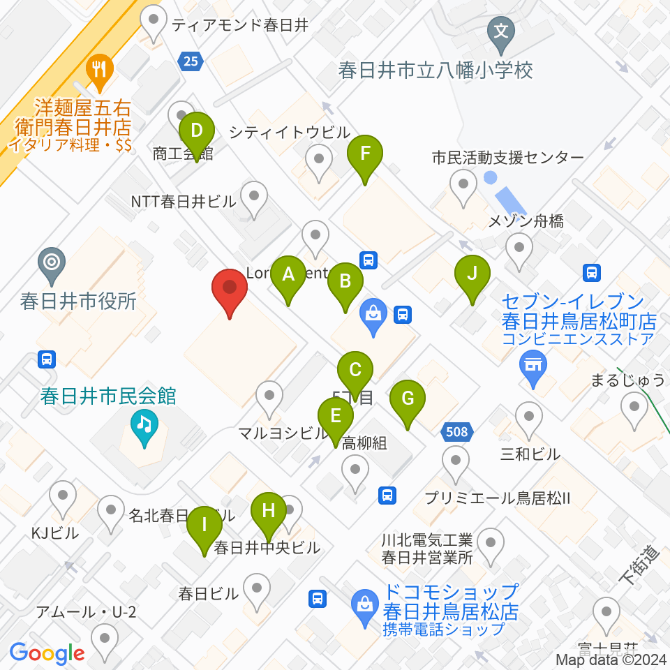 春日井市民会館周辺の駐車場・コインパーキング一覧地図