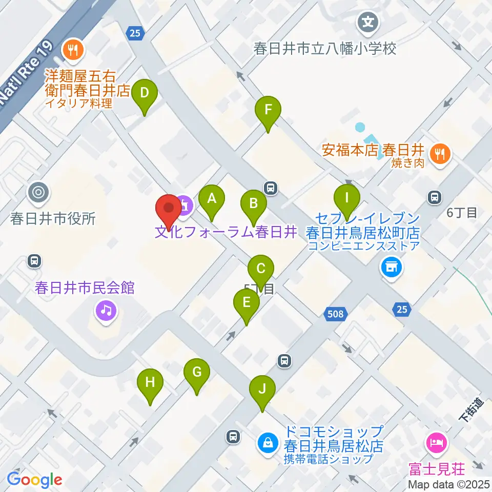 春日井市民会館周辺の駐車場・コインパーキング一覧地図