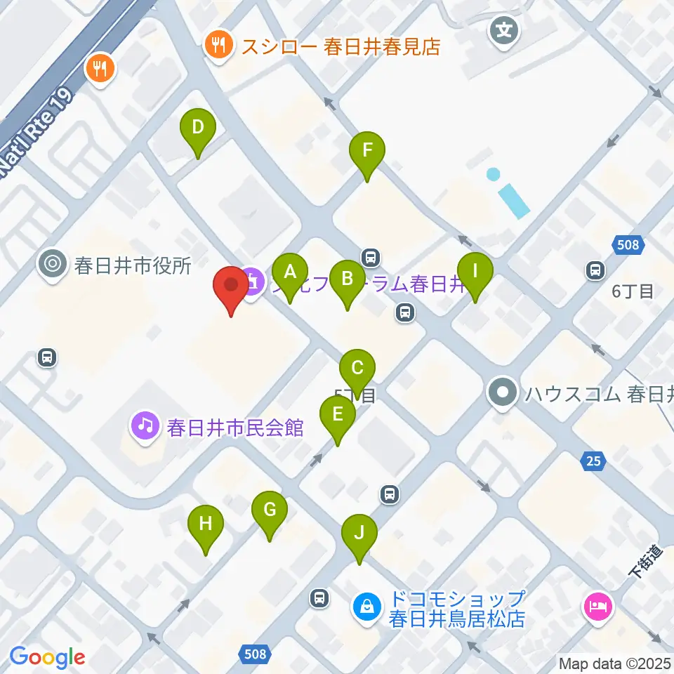 春日井市民会館周辺の駐車場・コインパーキング一覧地図