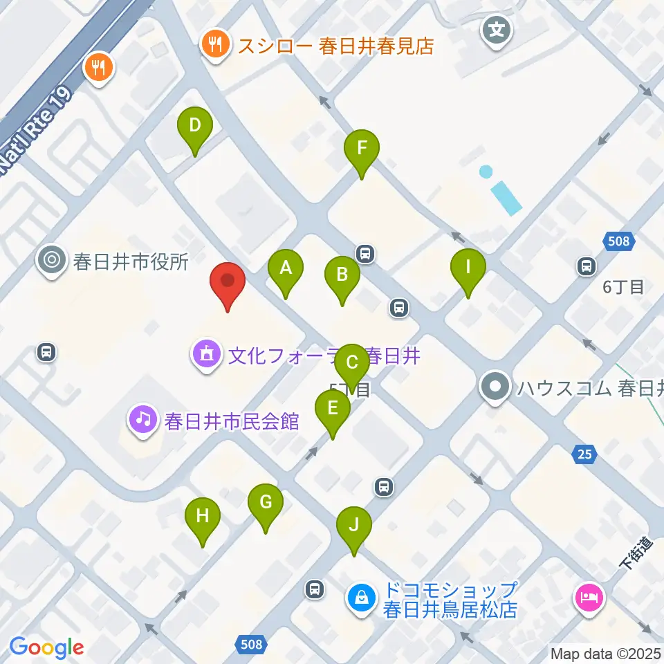 春日井市民会館周辺の駐車場・コインパーキング一覧地図