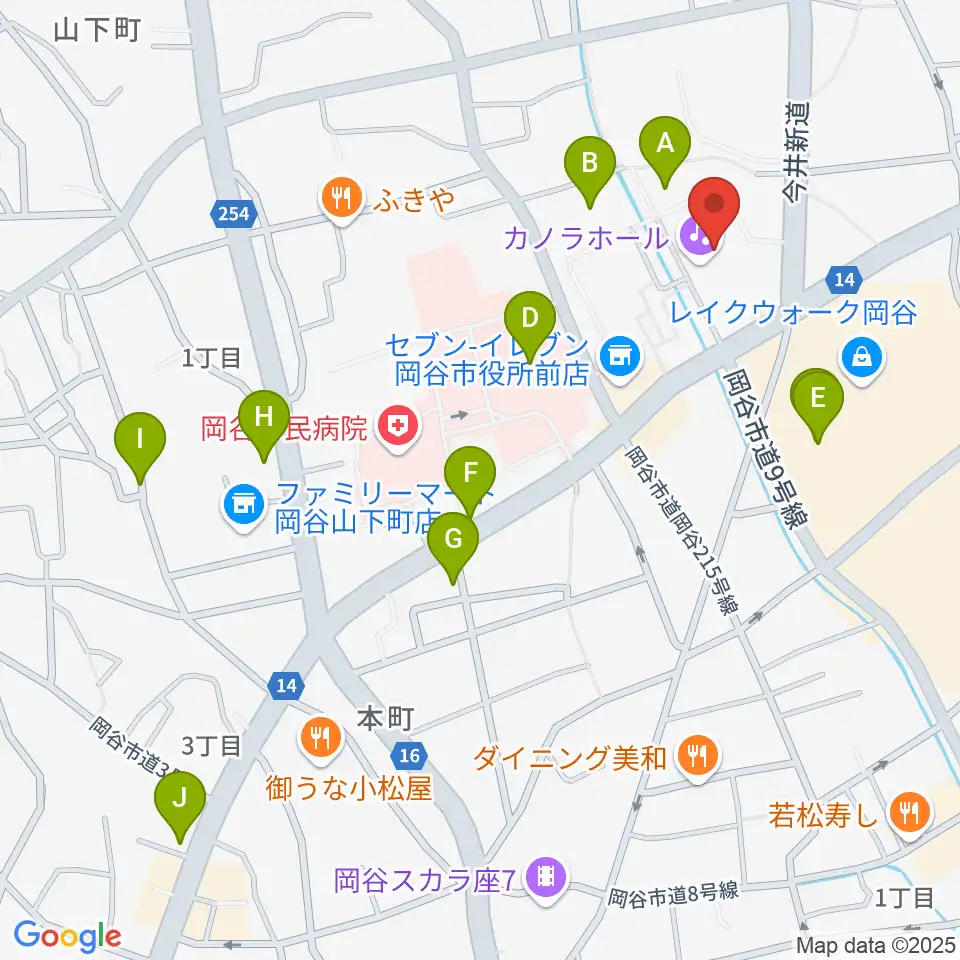 カノラホール 岡谷市文化会館周辺の駐車場・コインパーキング一覧地図