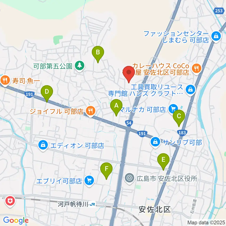 安佐北区民文化センター周辺の駐車場・コインパーキング一覧地図