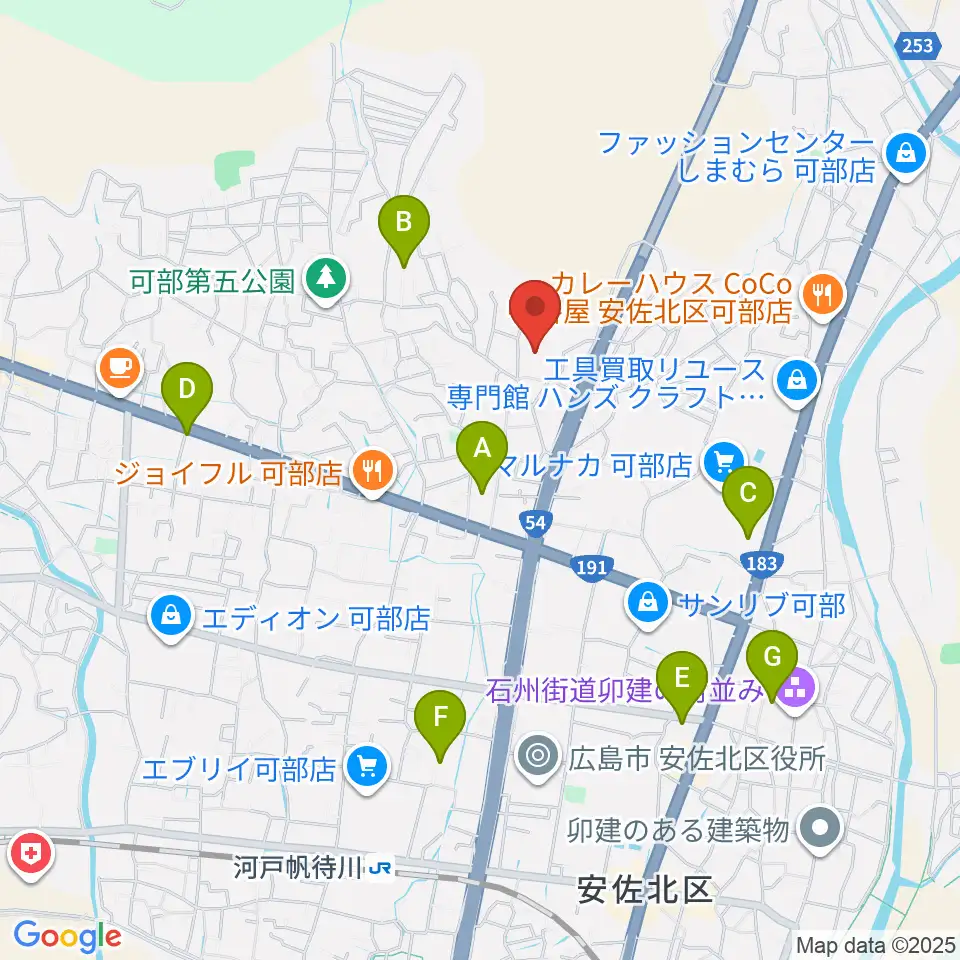 安佐北区民文化センター周辺の駐車場・コインパーキング一覧地図