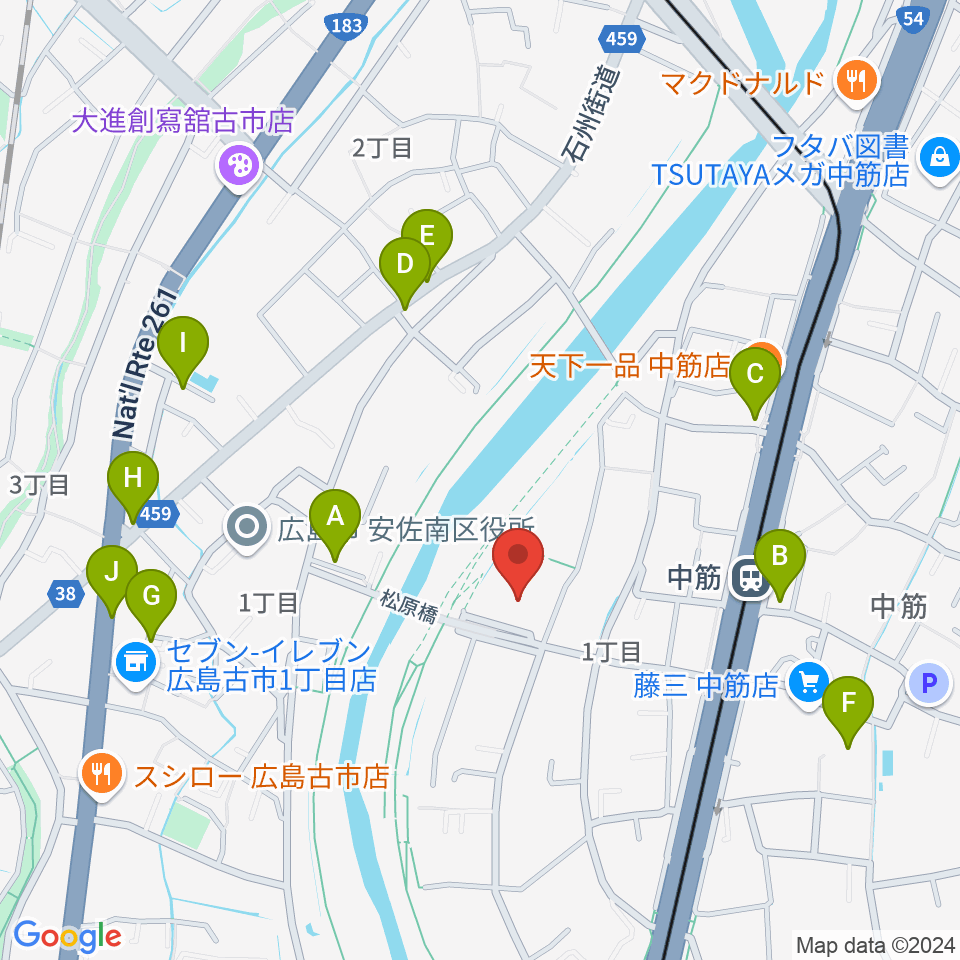 マエダハウジング安佐南区民文化センター周辺の駐車場・コインパーキング一覧地図