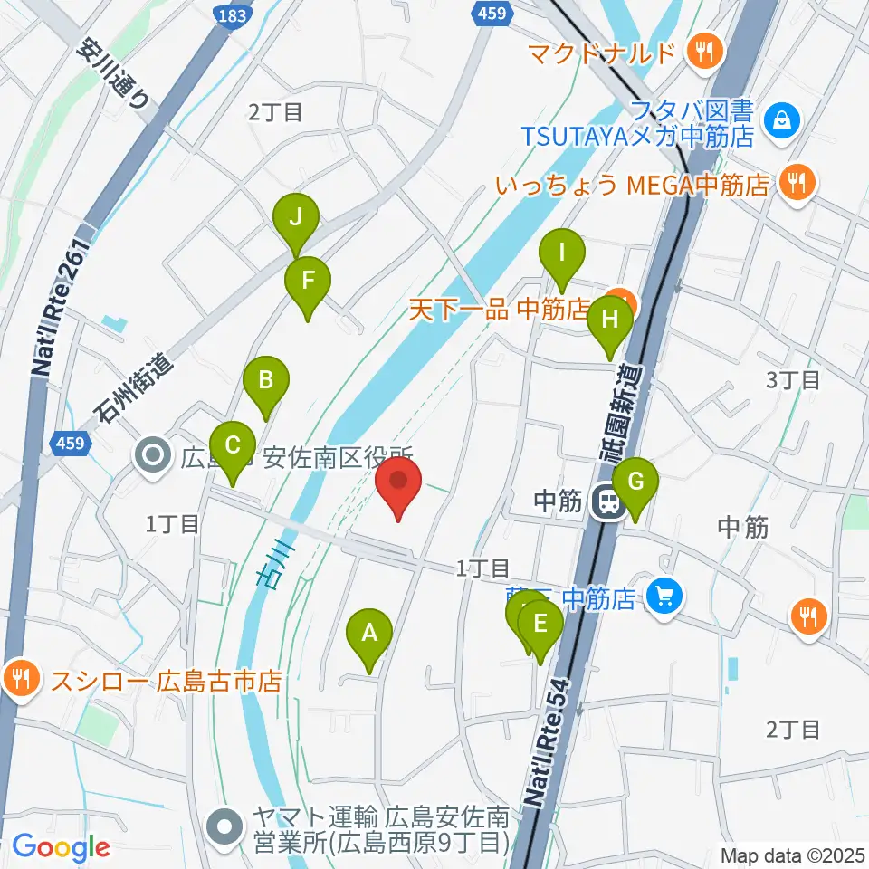 マエダハウジング安佐南区民文化センター周辺の駐車場・コインパーキング一覧地図