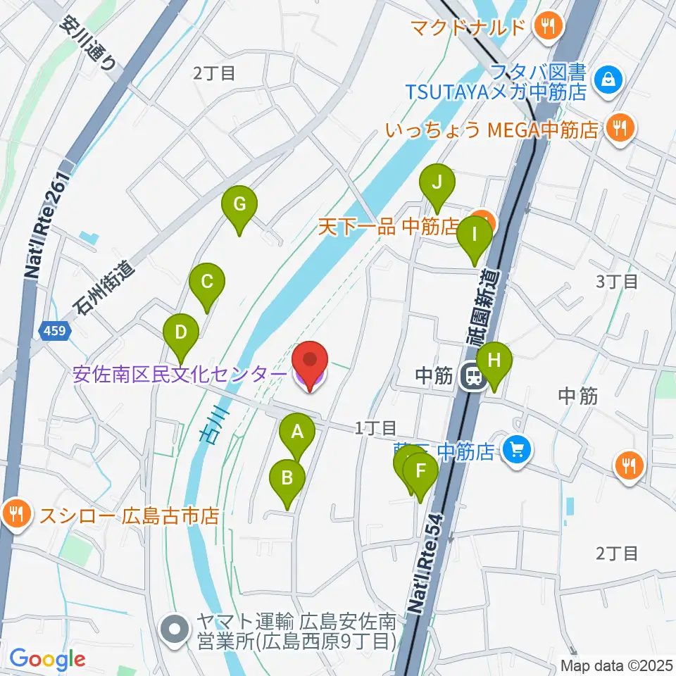マエダハウジング安佐南区民文化センター周辺の駐車場・コインパーキング一覧地図