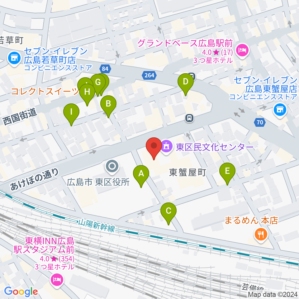 広島市東区民文化センター周辺の駐車場・コインパーキング一覧地図