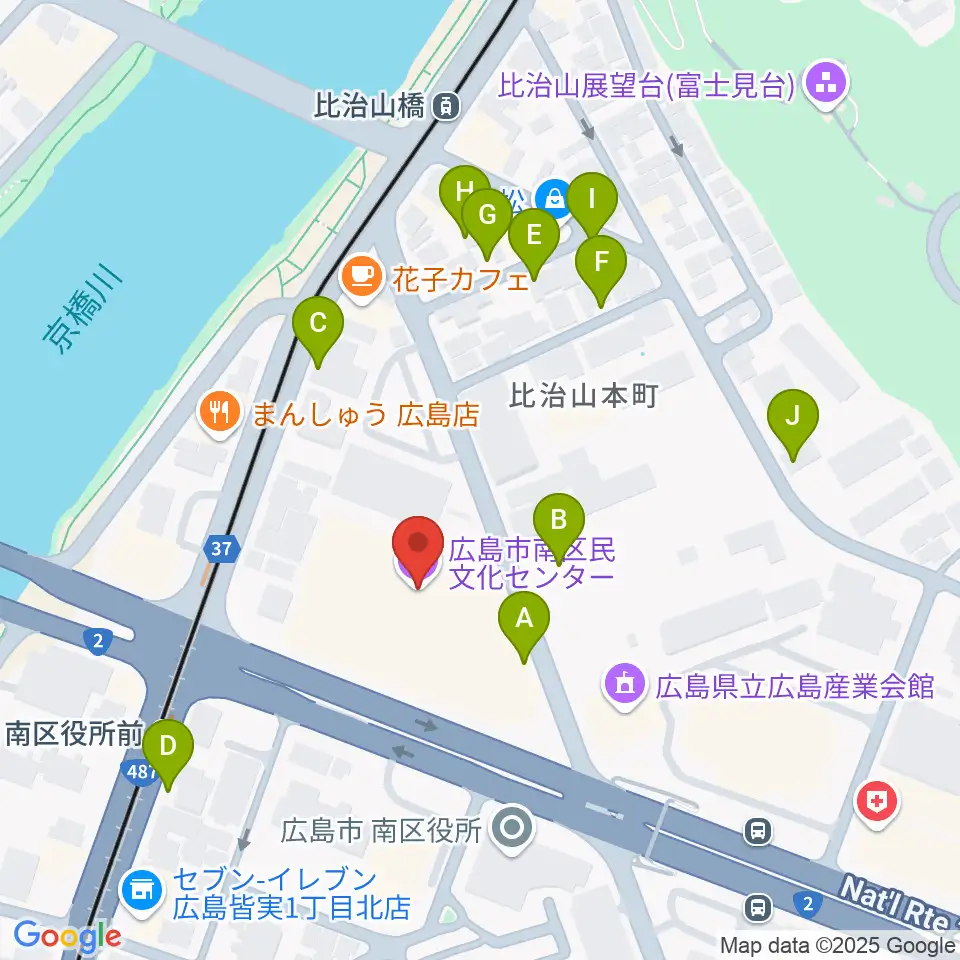 広島市南区民文化センター周辺の駐車場・コインパーキング一覧地図