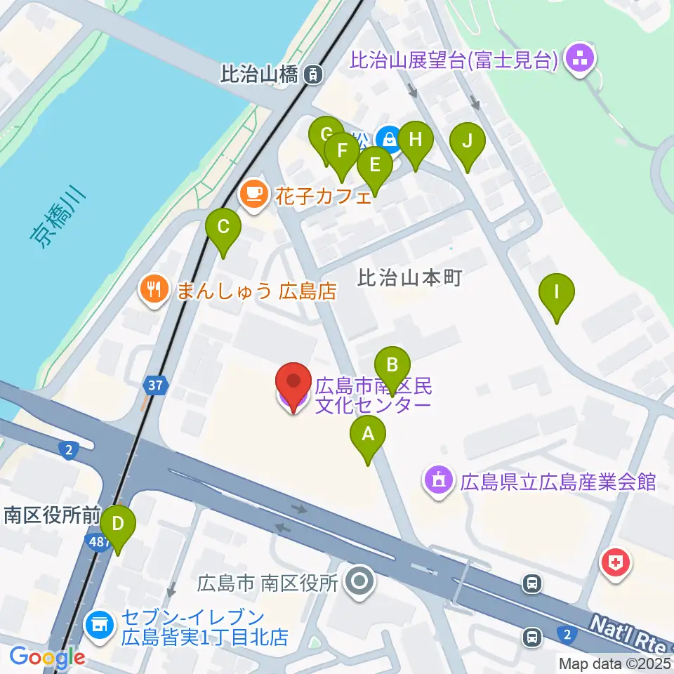 広島市南区民文化センター周辺の駐車場・コインパーキング一覧地図