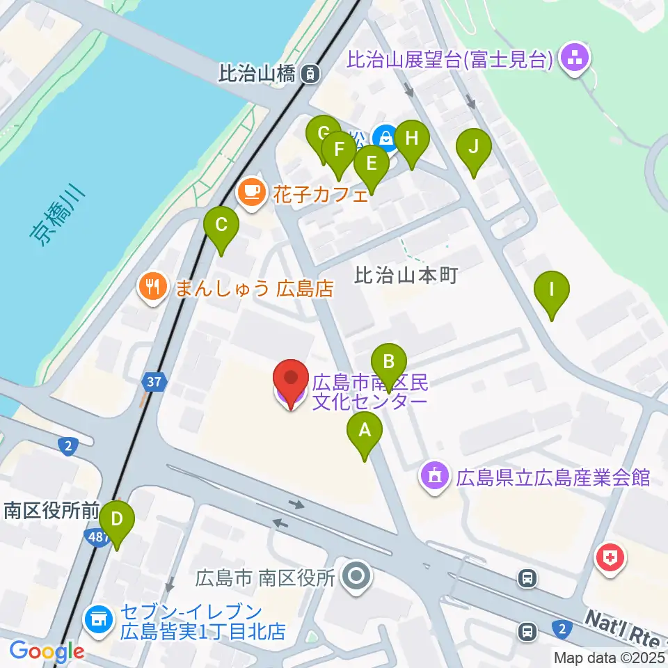 広島市南区民文化センター周辺の駐車場・コインパーキング一覧地図