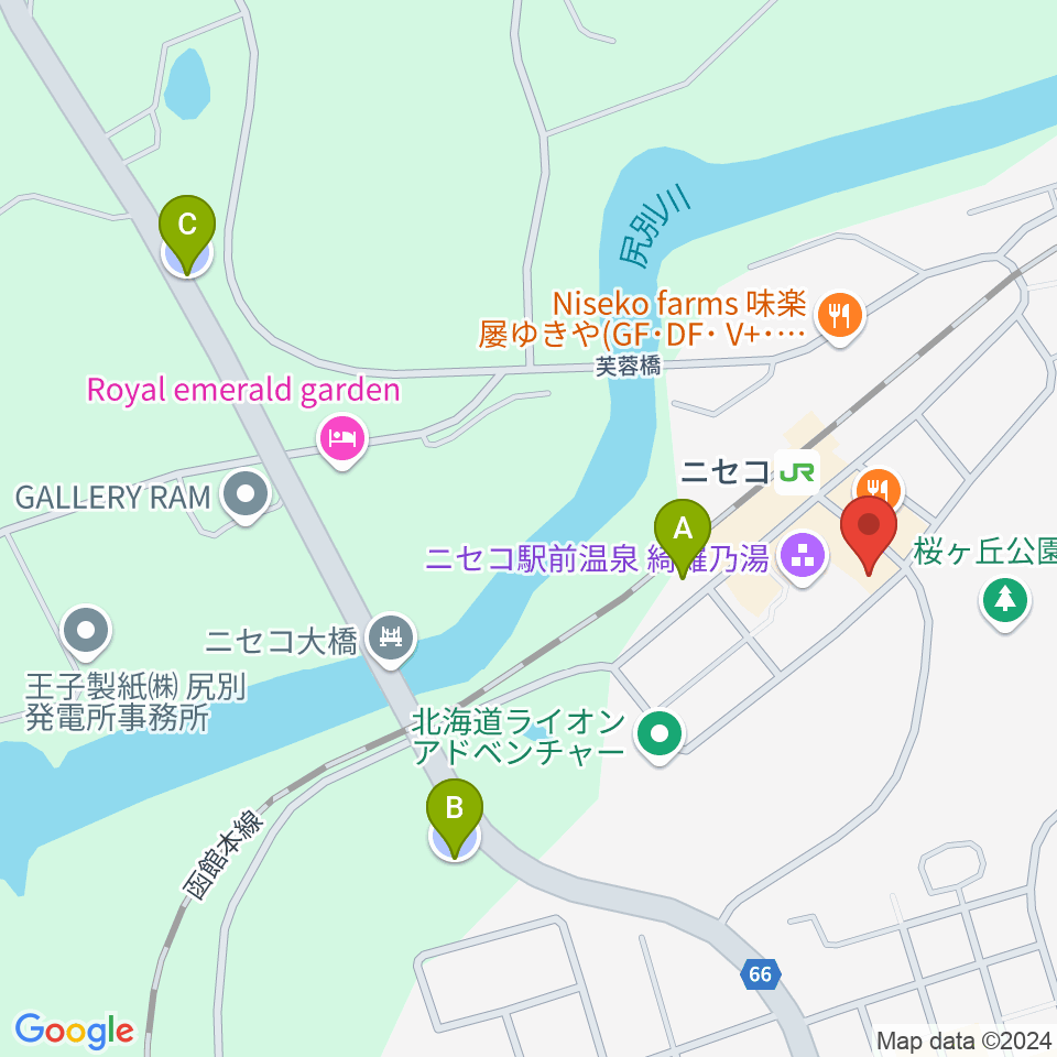 ラジオニセコ周辺の駐車場・コインパーキング一覧地図