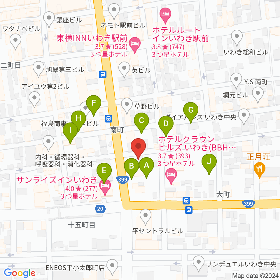 FMいわき周辺の駐車場・コインパーキング一覧地図