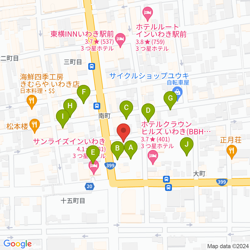 FMいわき周辺の駐車場・コインパーキング一覧地図