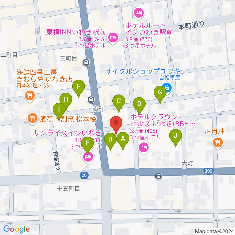 FMいわき周辺の駐車場・コインパーキング一覧地図