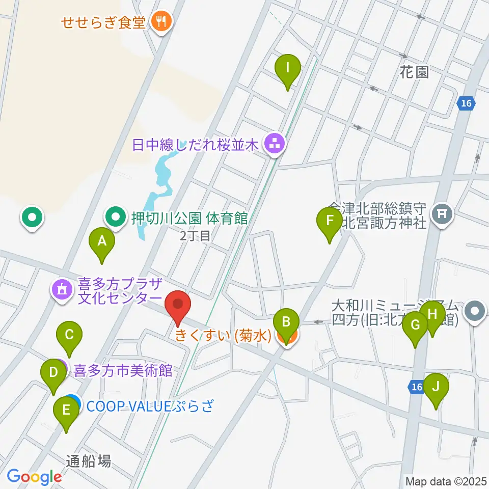 喜多方シティエフエム周辺の駐車場・コインパーキング一覧地図