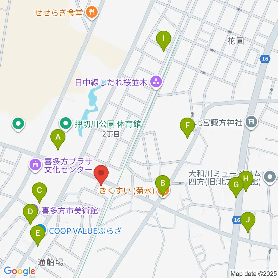 喜多方シティエフエム周辺の駐車場・コインパーキング一覧地図