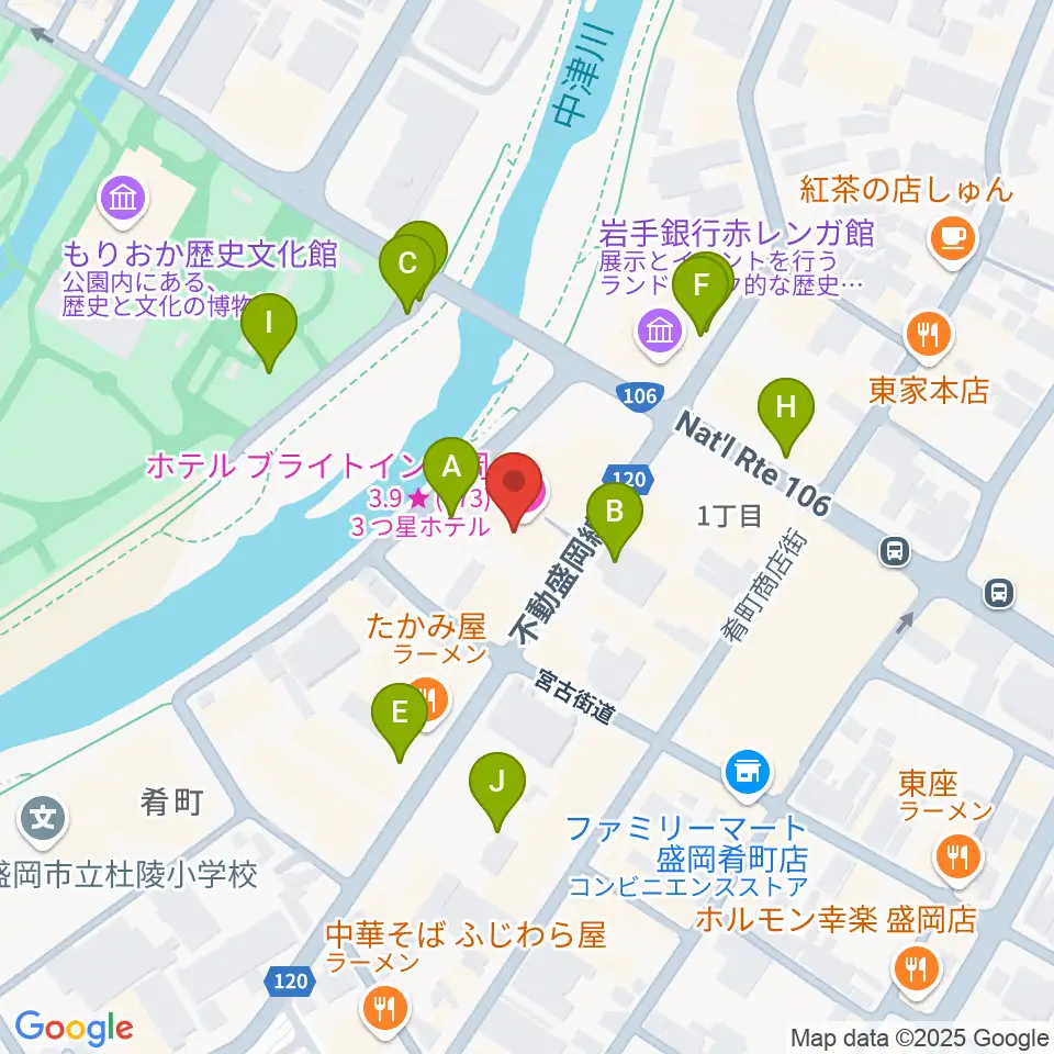 ラヂオもりおか周辺の駐車場・コインパーキング一覧地図