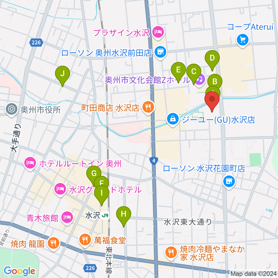 奥州エフエム周辺の駐車場・コインパーキング一覧地図