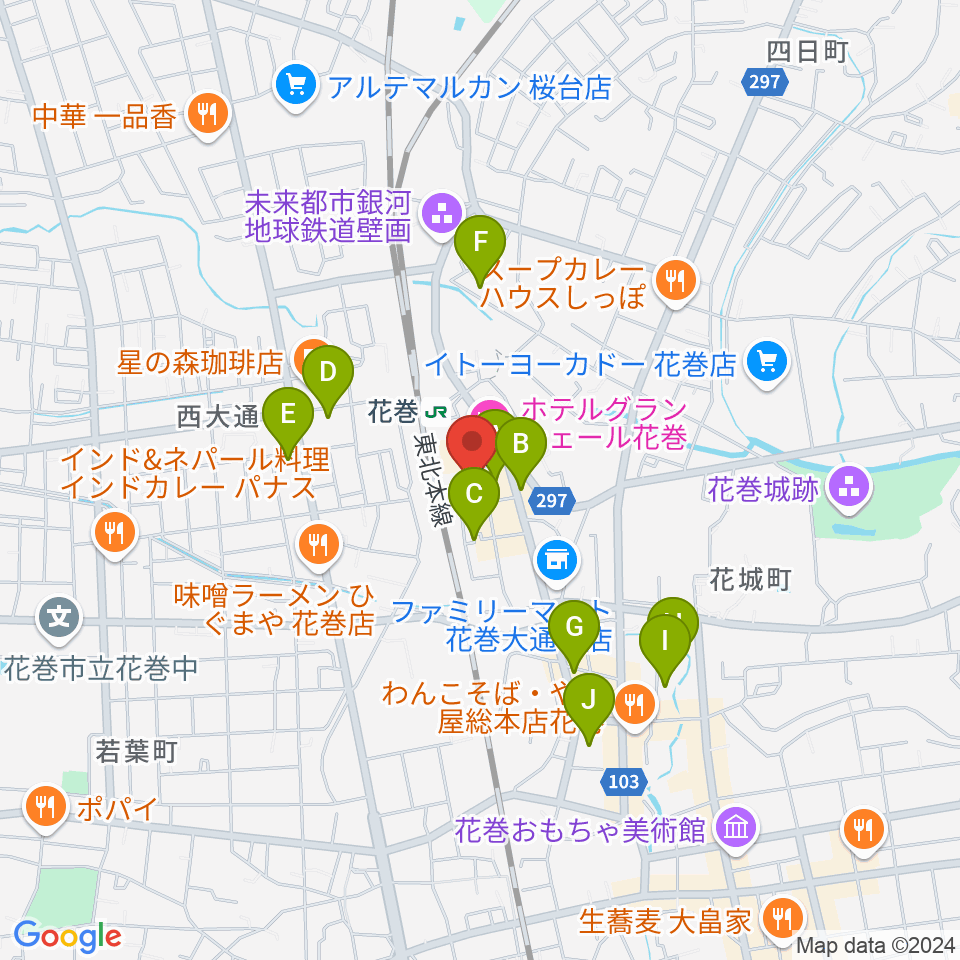 FM One（えふえむ花巻）周辺の駐車場・コインパーキング一覧地図