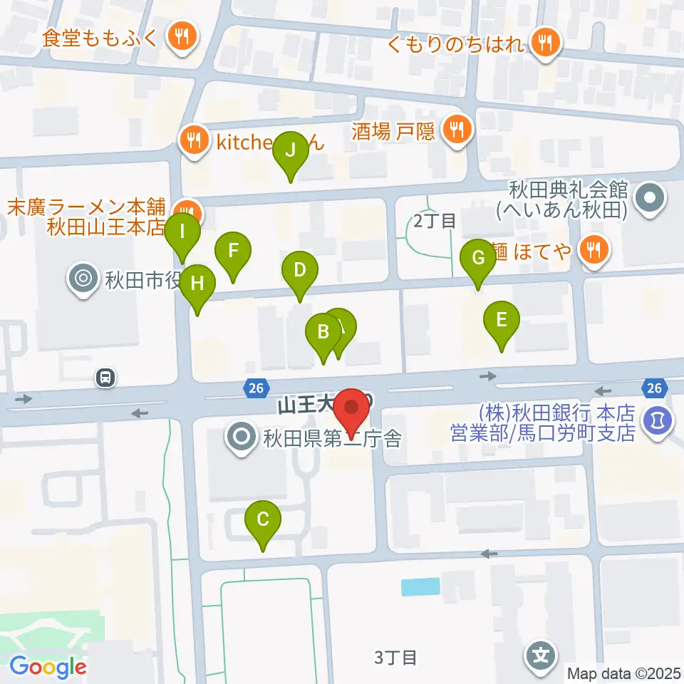 秋田コミュニティー放送周辺の駐車場・コインパーキング一覧地図
