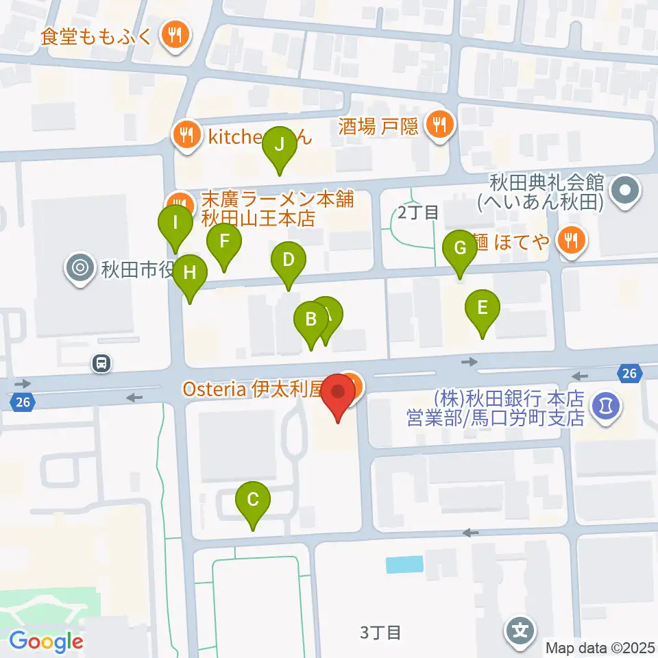 秋田コミュニティー放送周辺の駐車場・コインパーキング一覧地図