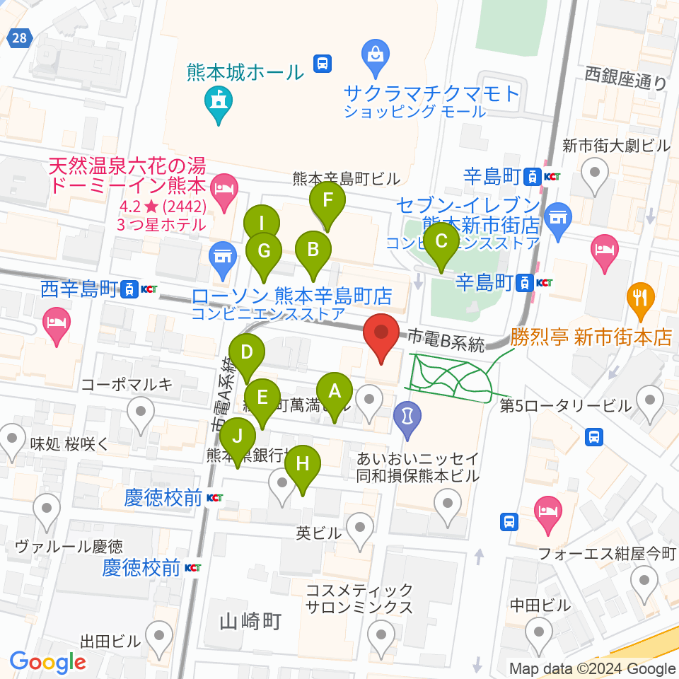 FM791 熊本シティエフエム周辺の駐車場・コインパーキング一覧地図