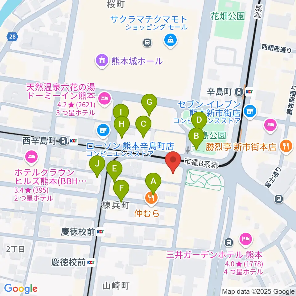FM791 熊本シティエフエム周辺の駐車場・コインパーキング一覧地図