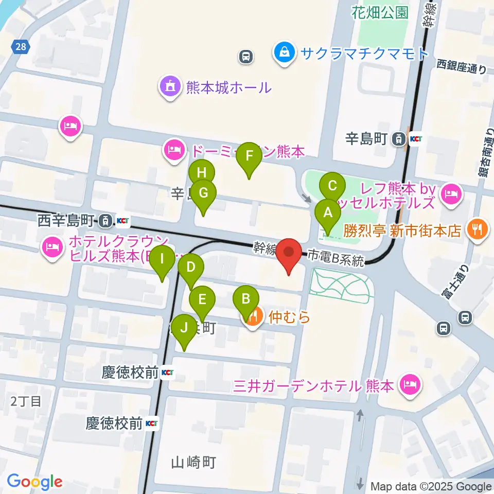 FM791 熊本シティエフエム周辺の駐車場・コインパーキング一覧地図