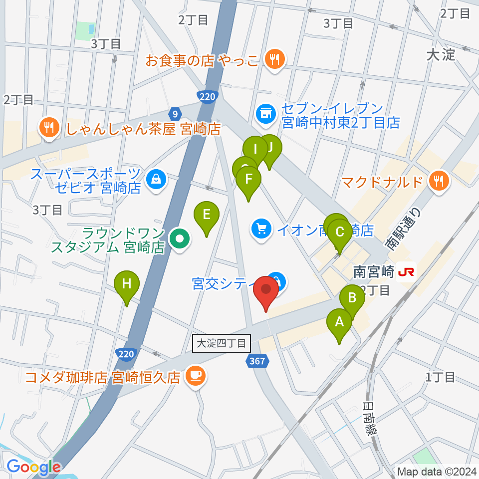 宮崎サンシャインFM周辺の駐車場・コインパーキング一覧地図