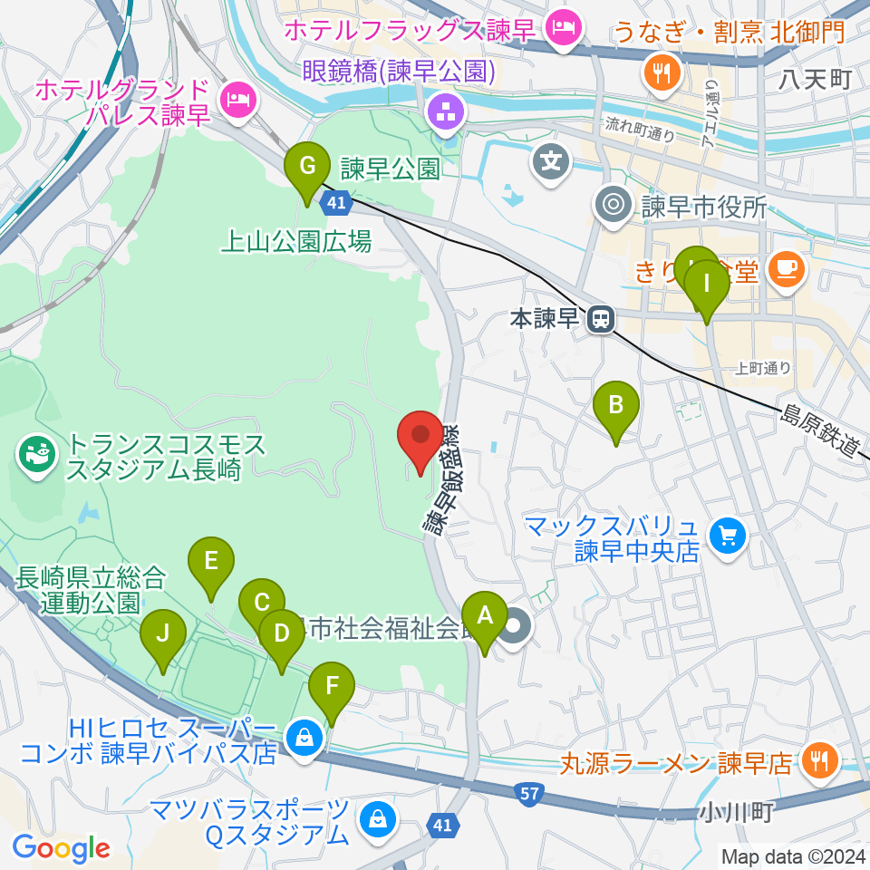 エフエム諫早 レインボーFM周辺の駐車場・コインパーキング一覧地図