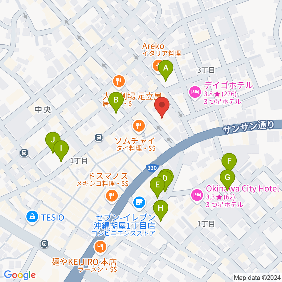 FMコザ周辺の駐車場・コインパーキング一覧地図