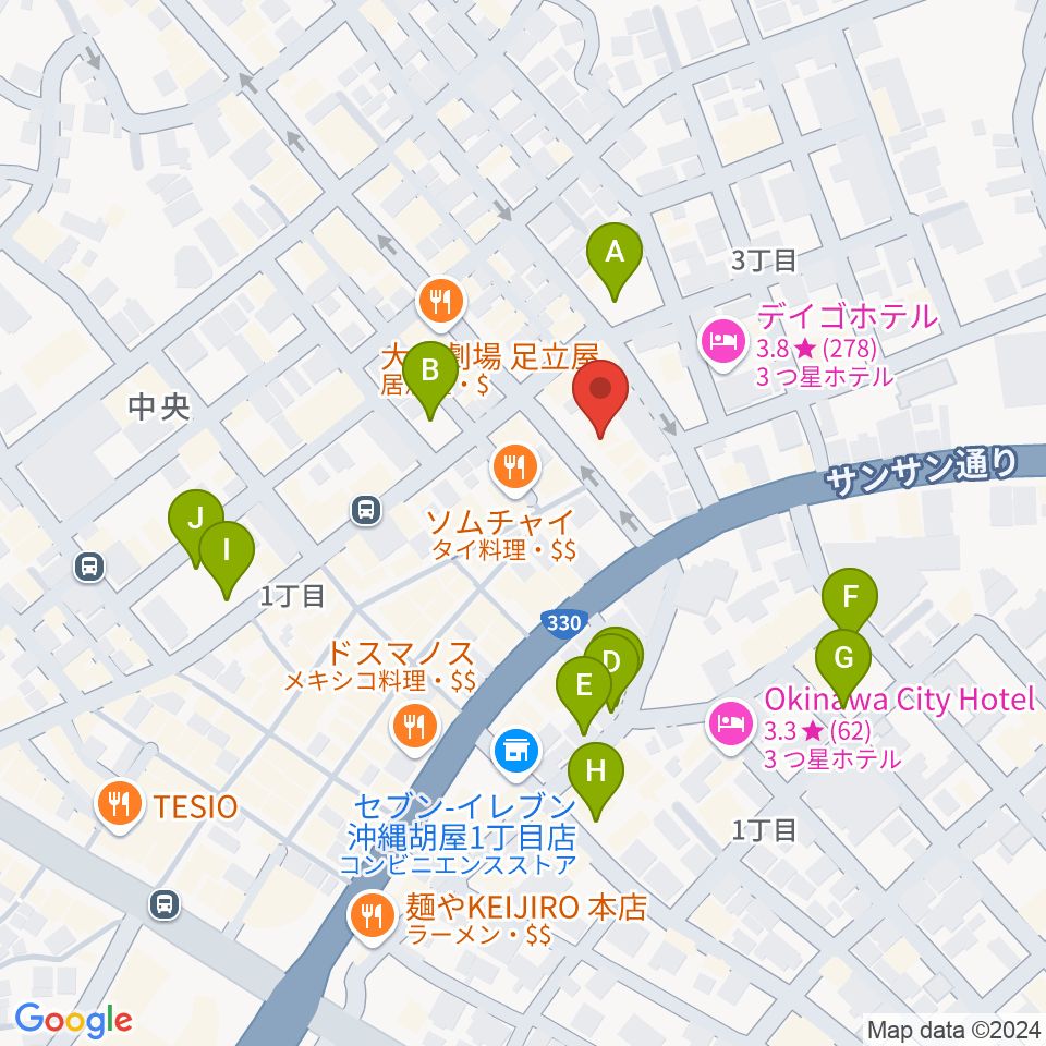 FMコザ周辺の駐車場・コインパーキング一覧地図