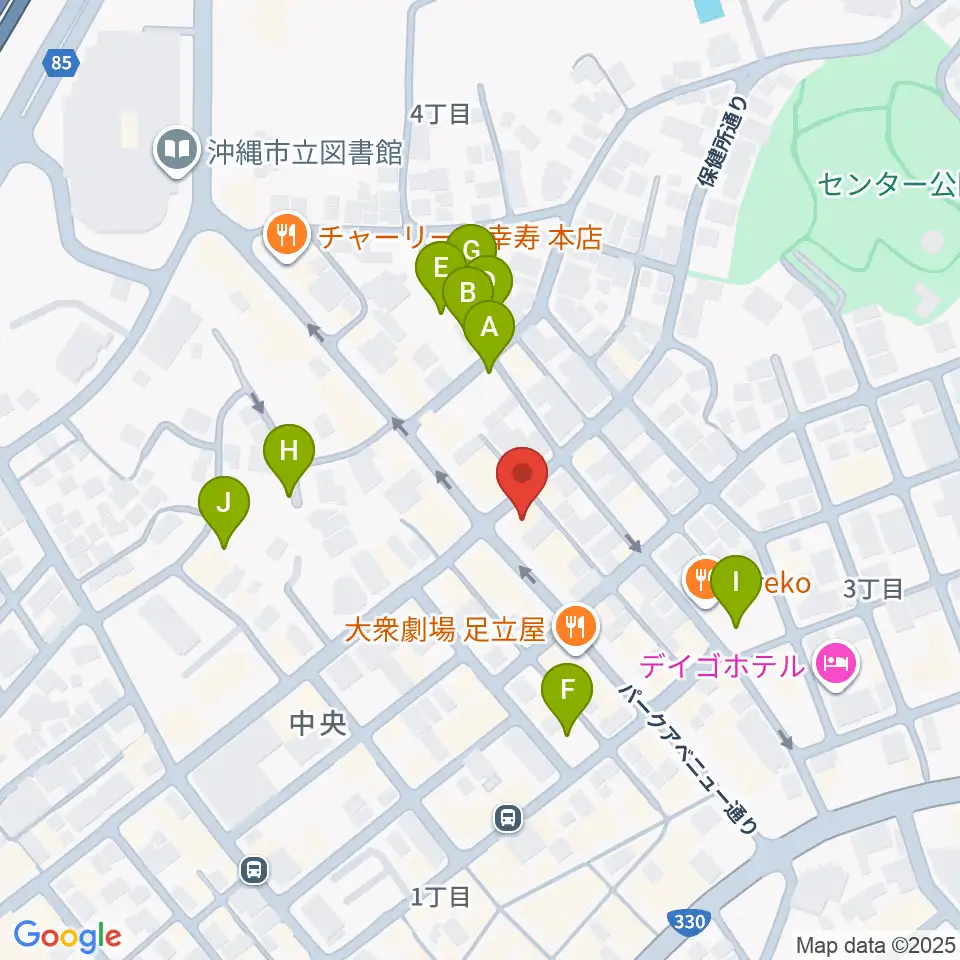 FMコザ周辺の駐車場・コインパーキング一覧地図