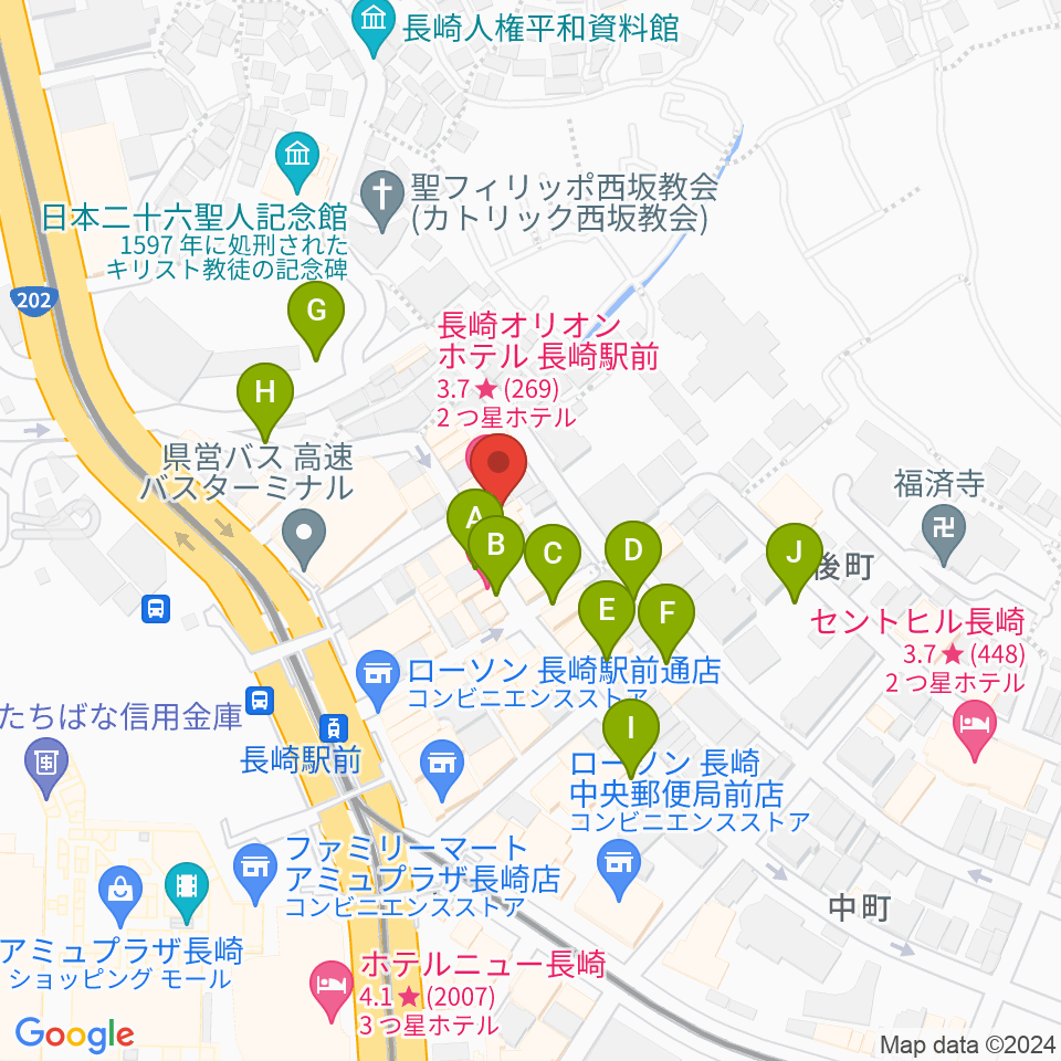 長崎市民FM周辺の駐車場・コインパーキング一覧地図