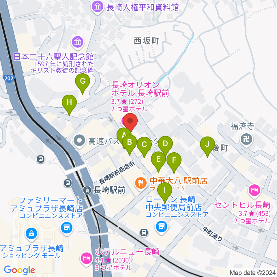 長崎市民FM周辺の駐車場・コインパーキング一覧地図