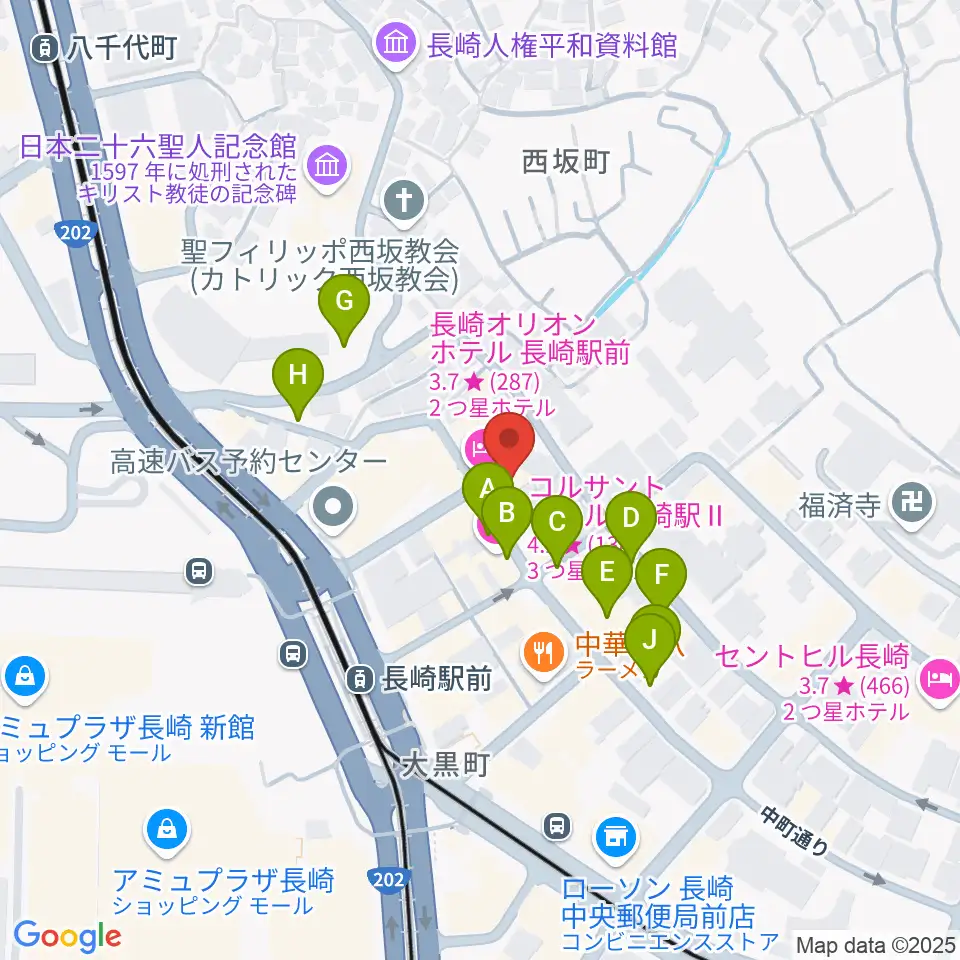 長崎市民FM周辺の駐車場・コインパーキング一覧地図