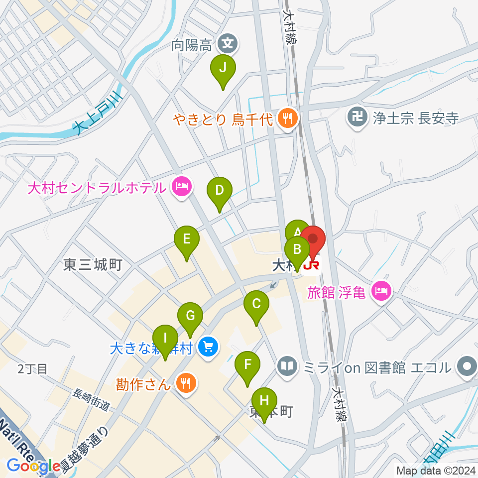 FMおおむら周辺の駐車場・コインパーキング一覧地図