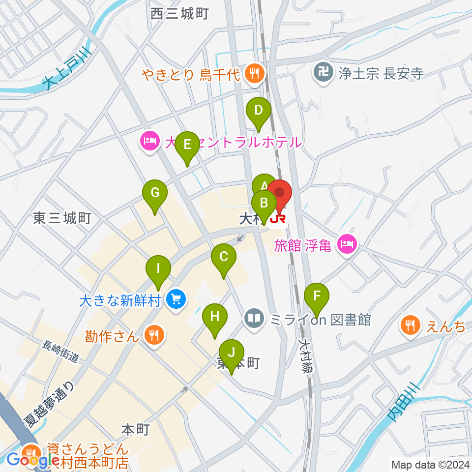 FMおおむら周辺の駐車場・コインパーキング一覧地図