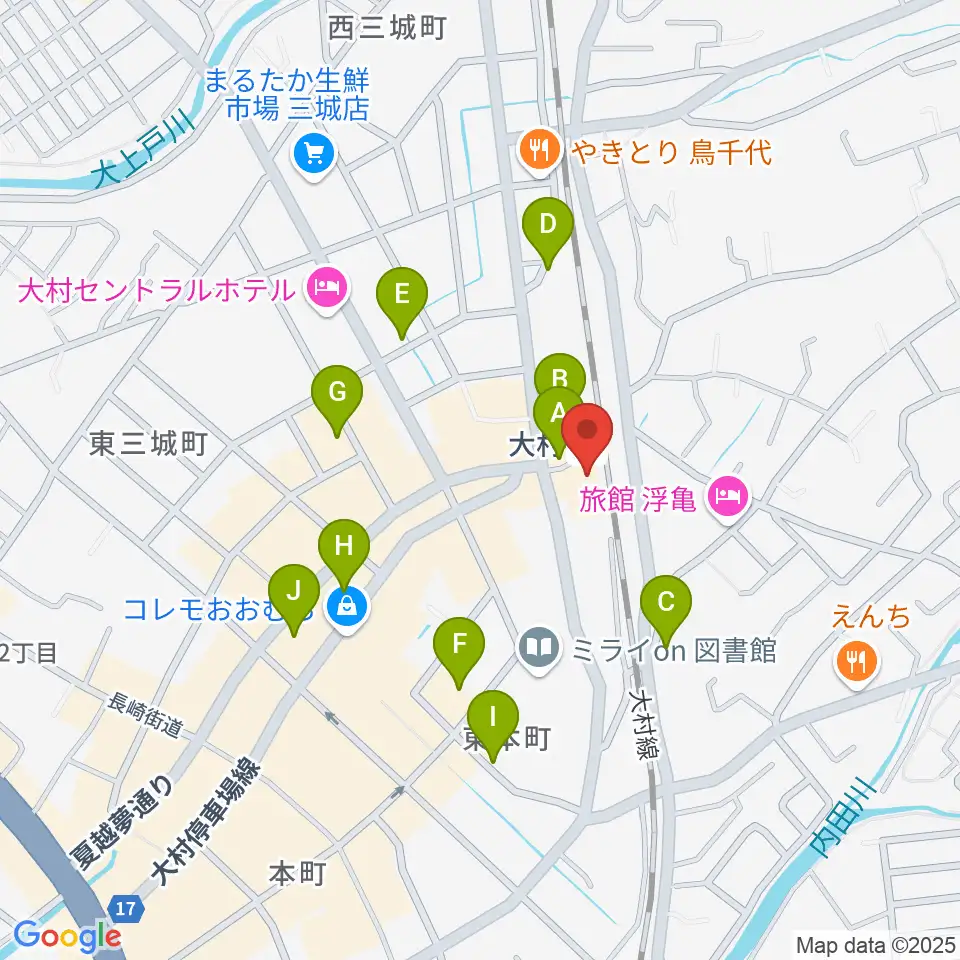 FMおおむら周辺の駐車場・コインパーキング一覧地図
