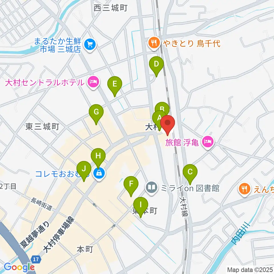 FMおおむら周辺の駐車場・コインパーキング一覧地図