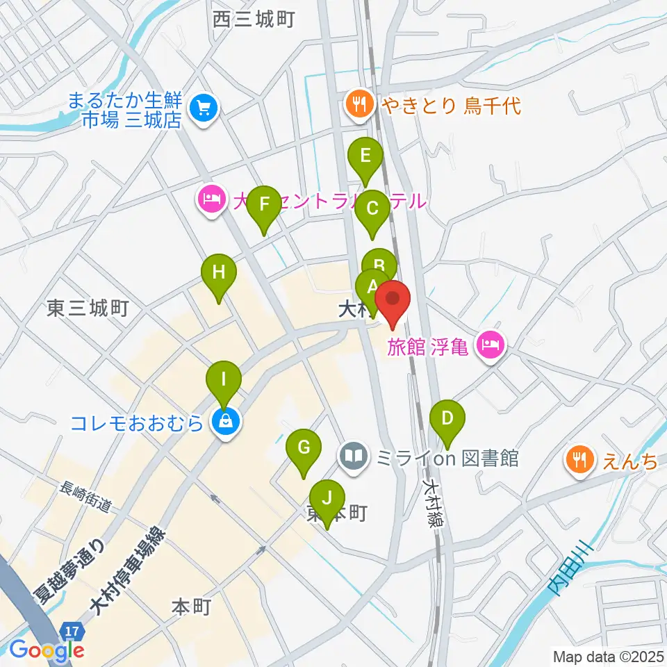 FMおおむら周辺の駐車場・コインパーキング一覧地図