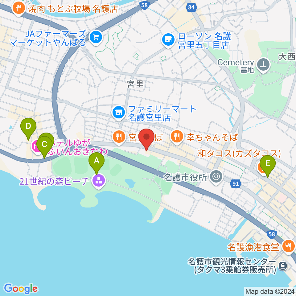 FMやんばる周辺の駐車場・コインパーキング一覧地図