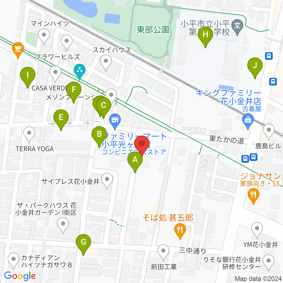 花小金井ライブハウスTSP周辺の駐車場・コインパーキング一覧地図