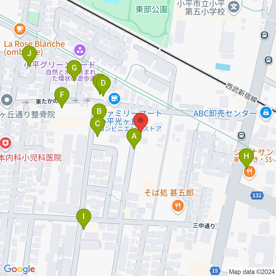 花小金井ライブハウスTSP周辺の駐車場・コインパーキング一覧地図