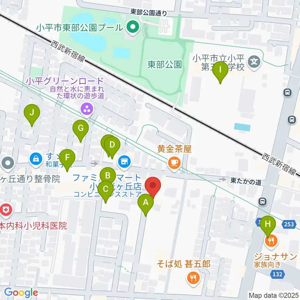 花小金井ライブハウスTSP周辺の駐車場・コインパーキング一覧地図