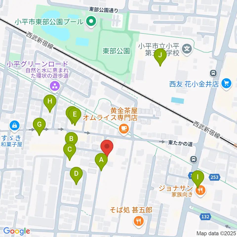 花小金井ライブハウスTSP周辺の駐車場・コインパーキング一覧地図