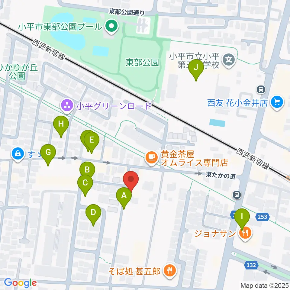 花小金井ライブハウスTSP周辺の駐車場・コインパーキング一覧地図