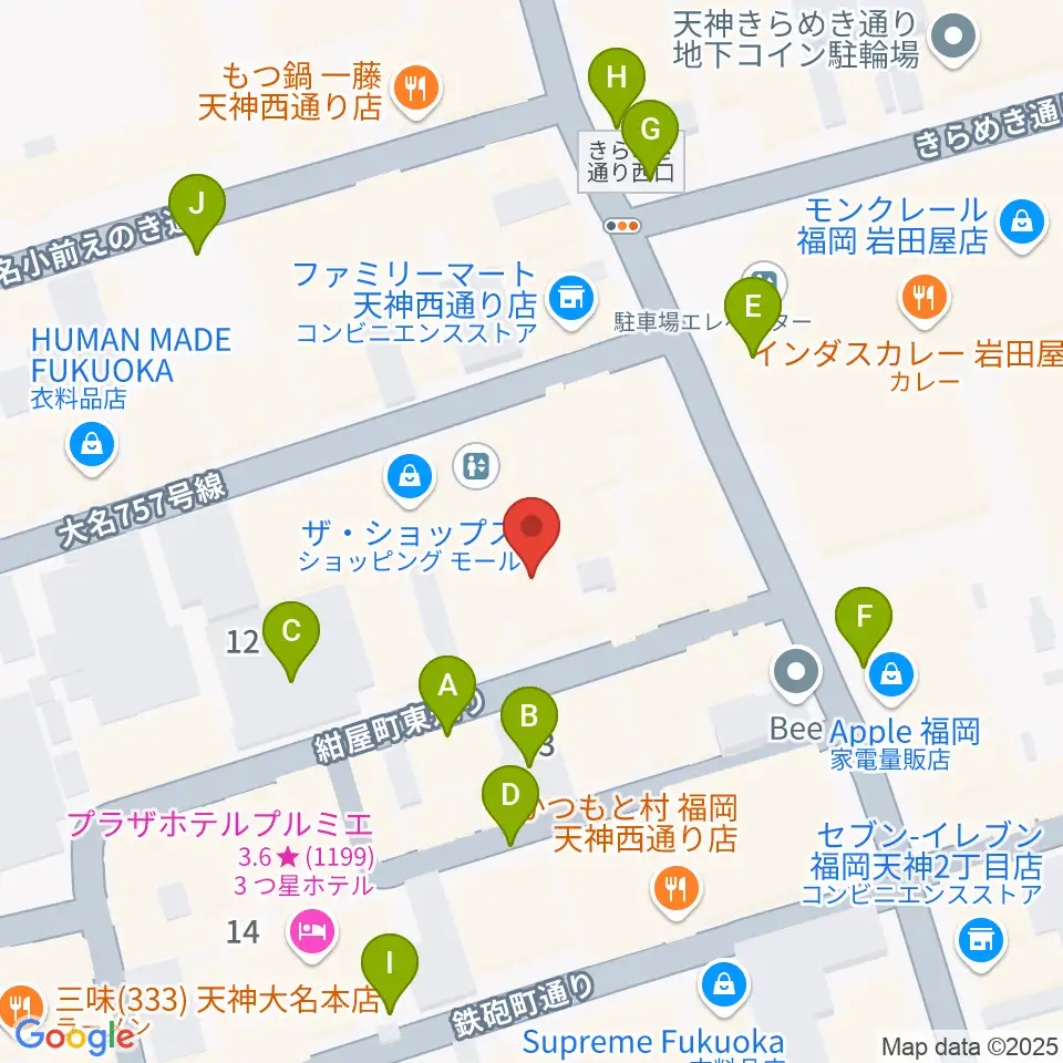 コミュニティラジオ天神周辺の駐車場・コインパーキング一覧地図