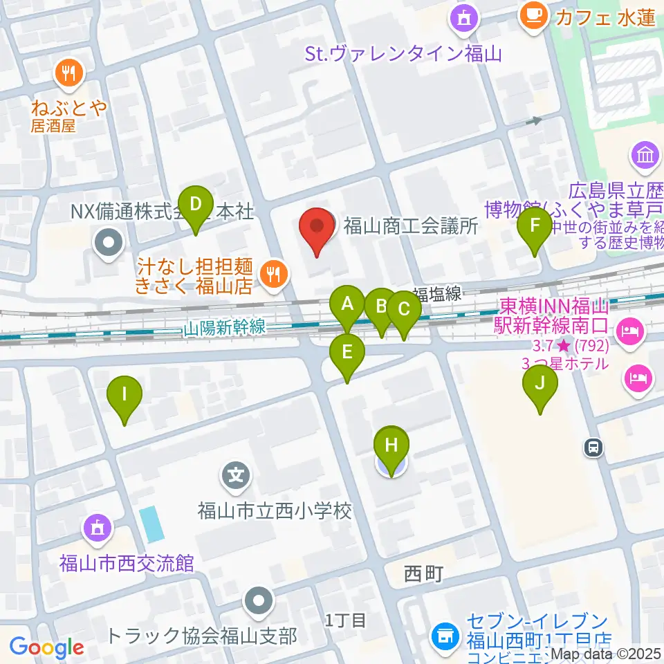 レディオBINGO エフエムふくやま周辺の駐車場・コインパーキング一覧地図