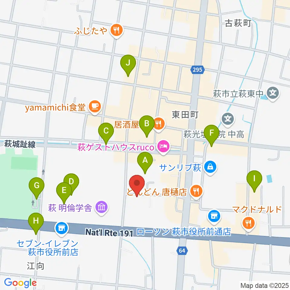 エフエム萩周辺の駐車場・コインパーキング一覧地図